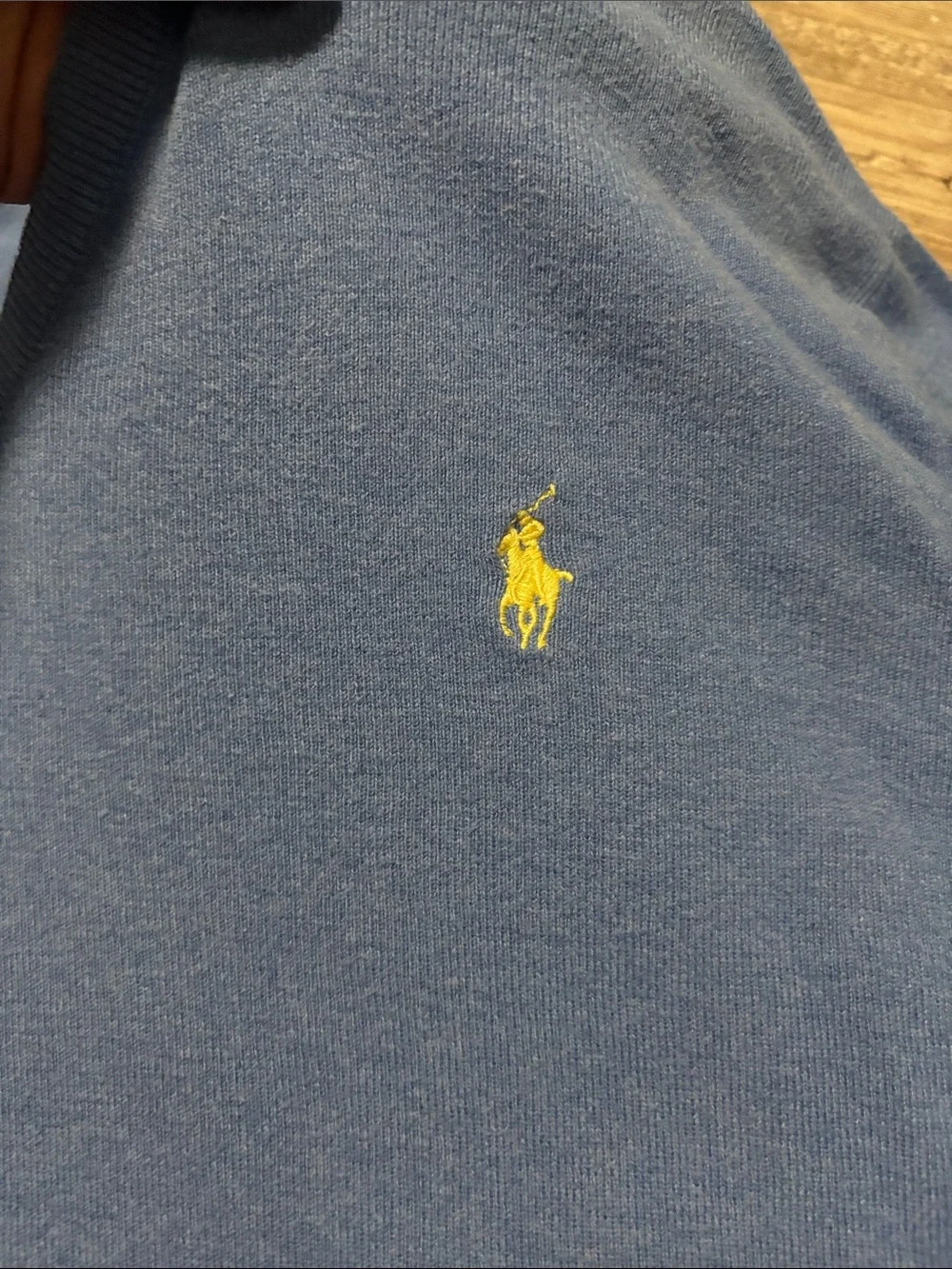 Polo by Ralph Lauren Light Blue V-Neck Sweater with Yellow Pony